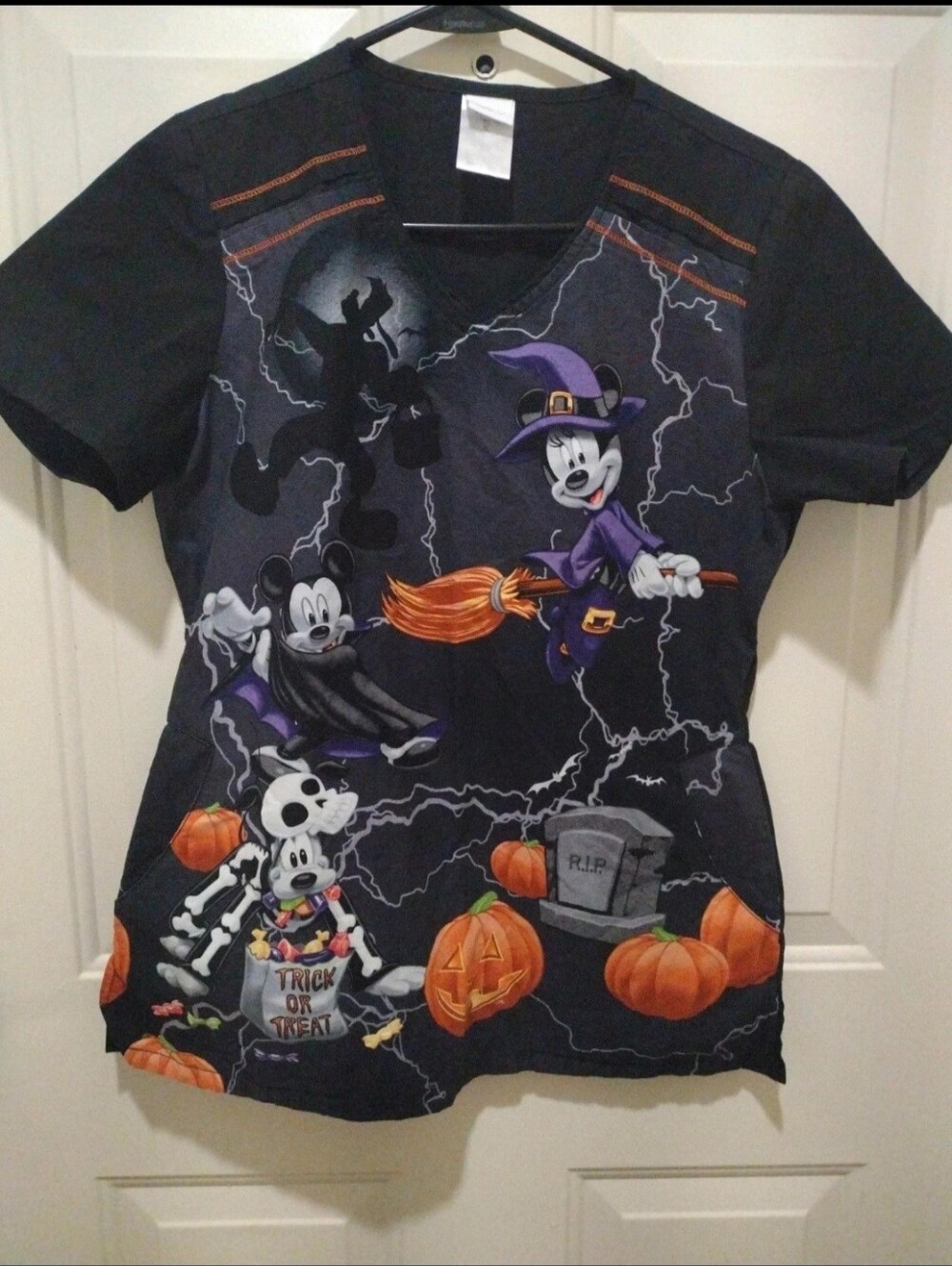 Woman's Halloween Scrub Graphic Top
